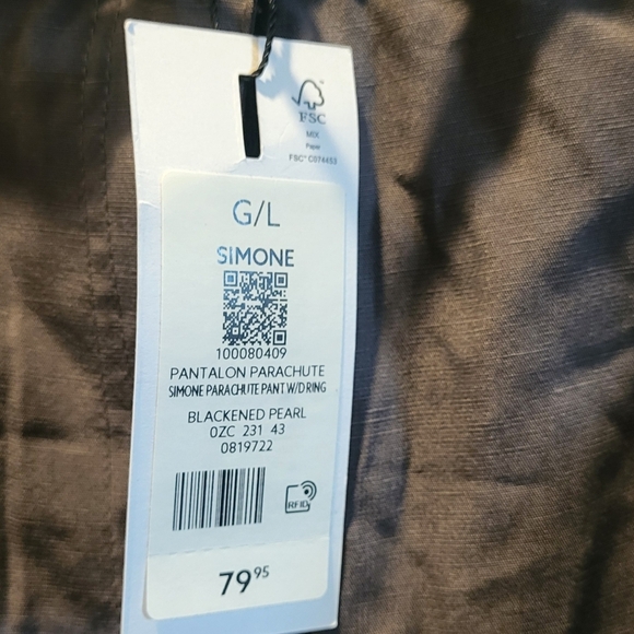 Dynamite Parachute Cargo Pants "Simone" Blackened Pearl Color Size Large NEW - Picture 9 of 9